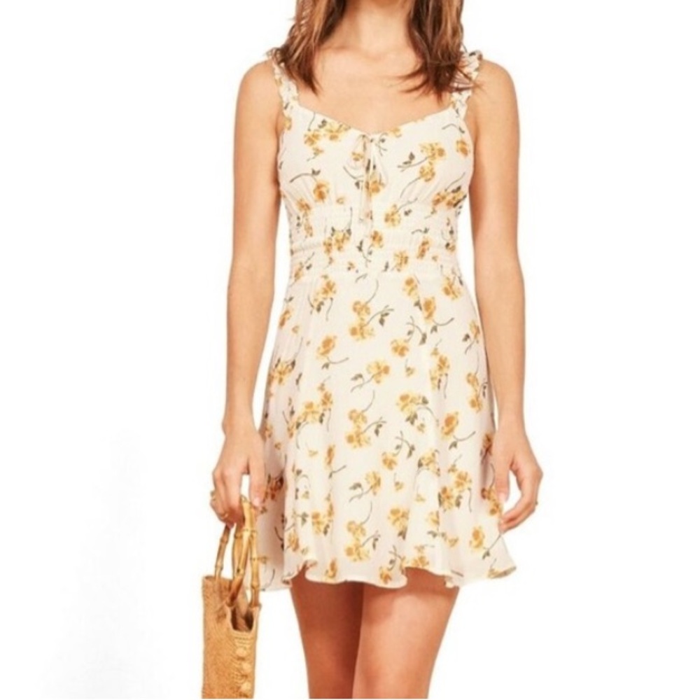 Reformation Elyse Ruffle Tie Front Mini Dress Size 12